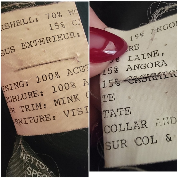 🔥SALE🔥YVES SAINT LAURENT |VNTG WOOL/CASHMERE WRAP COAT W/BLK MINK SHAWL COLLAR - Picture 16 of 16